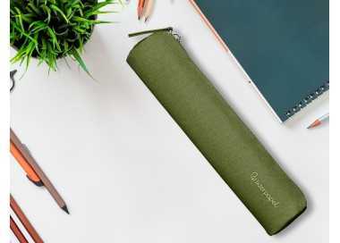 Estuche portatodo liderpapel slim cilindrico 220x45mm verde militar