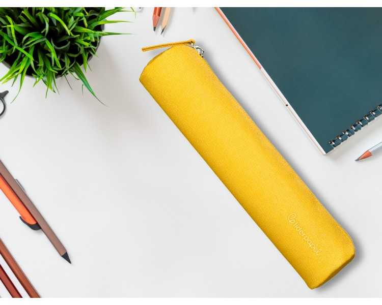 Estuche portatodo liderpapel slim cilindrico 220x45mm amarillo