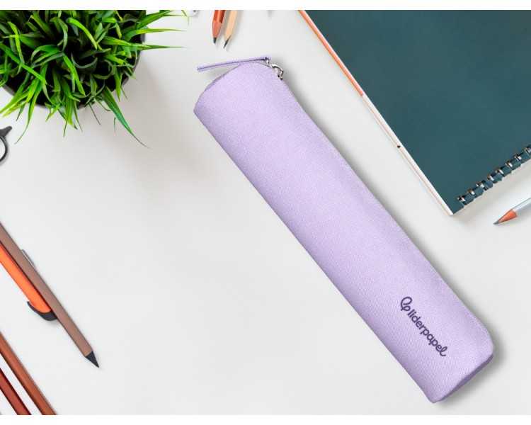 Estuche portatodo liderpapel slim cilindrico 220x45mm lila