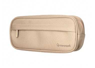 Estuche portatodo liderpapel classic ovalado 2 cremalleras con bolsillo delantero 210x90mm crema Estuche portatodo liderpapel classic ovalado 2 cremalleras con bolsillo delantero 210x90mm crema
