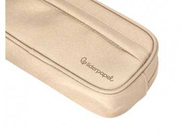 Estuche portatodo liderpapel classic ovalado 2 cremalleras con bolsillo delantero 210x90mm crema