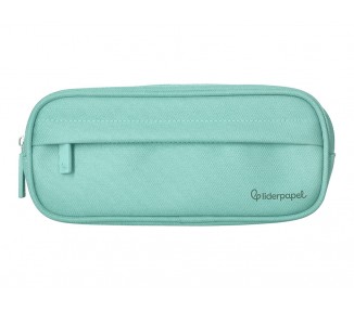 Estuche portatodo liderpapel classic ovalado 2 cremalleras con bolsillo delantero 210x90mm verde manzana