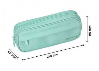 Estuche portatodo liderpapel classic ovalado 2 cremalleras con bolsillo delantero 210x90mm verde manzana