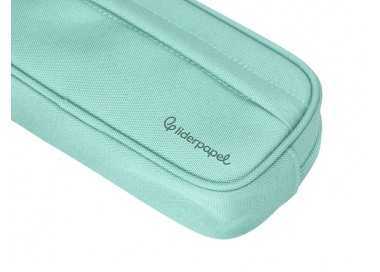Estuche portatodo liderpapel classic ovalado 2 cremalleras con bolsillo delantero 210x90mm verde manzana