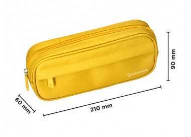 Estuche portatodo liderpapel classic ovalado 2 cremalleras con bolsillo delantero 210x90mm amarillo