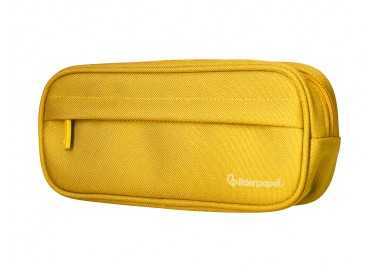 Estuche portatodo liderpapel classic ovalado 2 cremalleras con bolsillo delantero 210x90mm amarillo