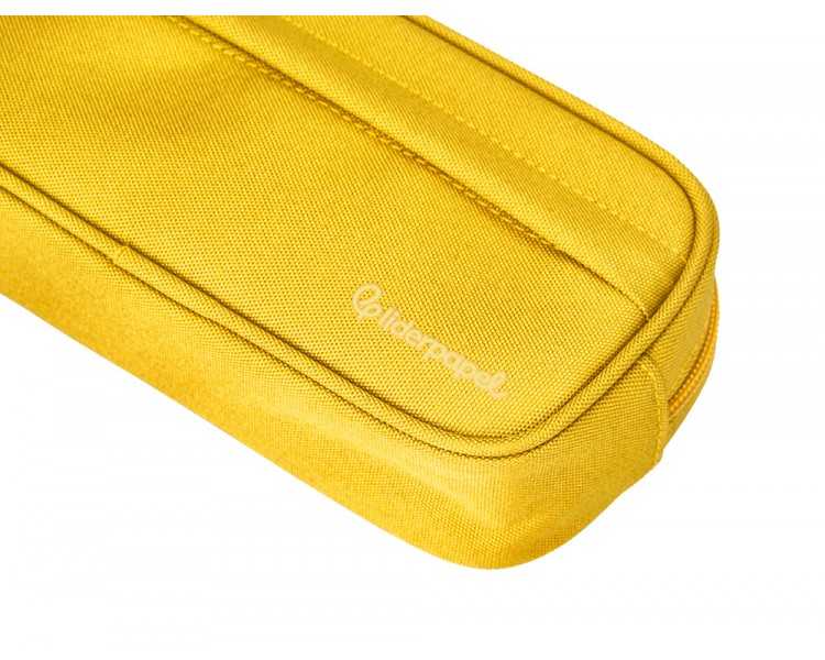 Estuche portatodo liderpapel classic ovalado 2 cremalleras con bolsillo delantero 210x90mm amarillo
