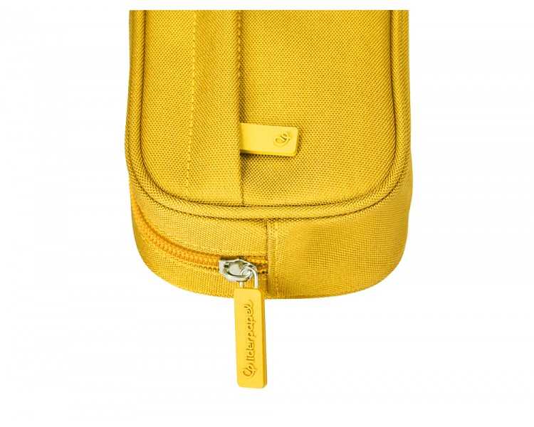 Estuche portatodo liderpapel classic ovalado 2 cremalleras con bolsillo delantero 210x90mm amarillo