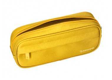 Estuche portatodo liderpapel classic ovalado 2 cremalleras con bolsillo delantero 210x90mm amarillo