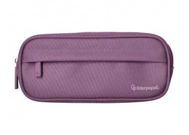 Estuche portatodo liderpapel classic ovalado 2 cremalleras con bolsillo delantero 210x90mm morado empolvado