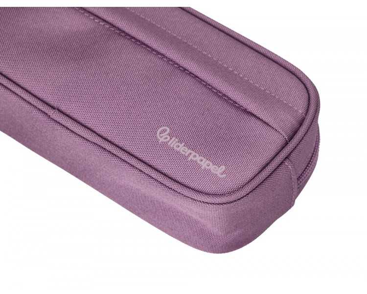 Estuche portatodo liderpapel classic ovalado 2 cremalleras con bolsillo delantero 210x90mm morado empolvado