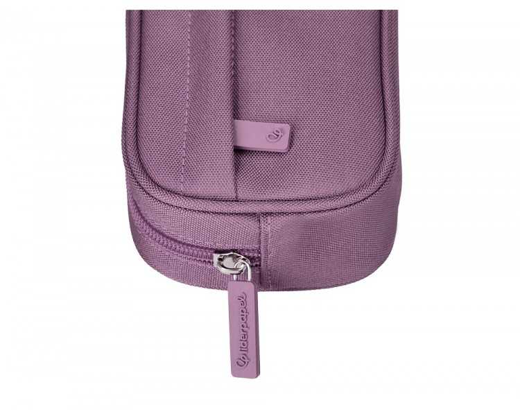Estuche portatodo liderpapel classic ovalado 2 cremalleras con bolsillo delantero 210x90mm morado empolvado