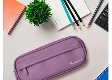Estuche portatodo liderpapel classic ovalado 2 cremalleras con bolsillo delantero 210x90mm morado empolvado Estuche portatodo liderpapel classic ovalado 2 cremalleras con bolsillo delantero 210x90mm morado empolvado