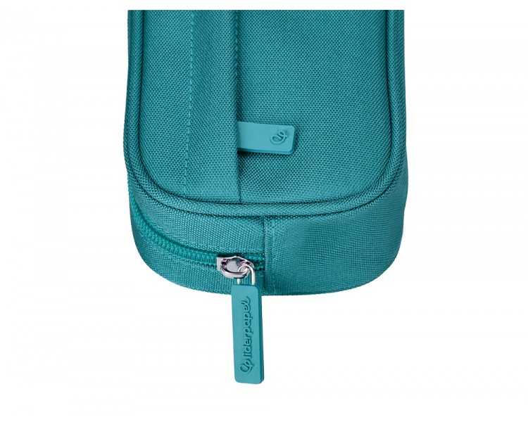 Estuche portatodo liderpapel classic ovalado 2 cremalleras con bolsillo delantero 210x90mm azul turquesa