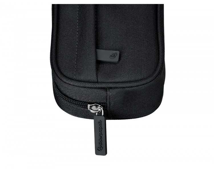 Estuche portatodo liderpapel classic ovalado 2 cremalleras con bolsillo delantero 210x90mm negro