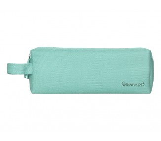Estuche portatodo liderpapel classic rectangular con asa 2 cremalleras 210 x80mm verde manzana