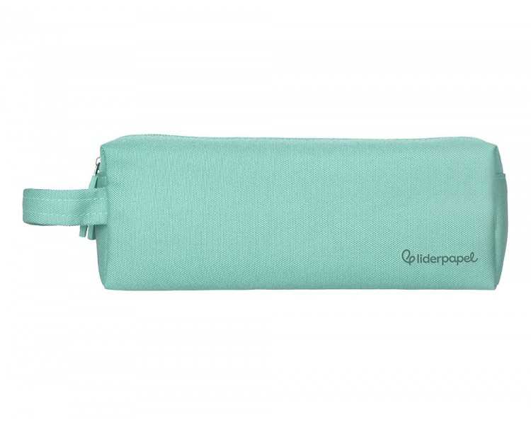 Estuche portatodo liderpapel classic rectangular con asa 2 cremalleras 210 x80mm verde manzana