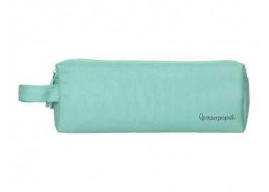 Estuche portatodo liderpapel classic rectangular con asa 2 cremalleras 210 x80mm verde manzana