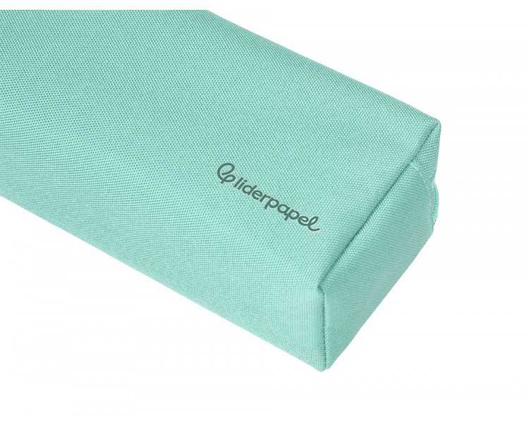 Estuche portatodo liderpapel classic rectangular con asa 2 cremalleras 210 x80mm verde manzana
