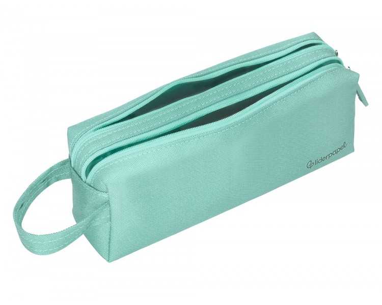 Estuche portatodo liderpapel classic rectangular con asa 2 cremalleras 210 x80mm verde manzana