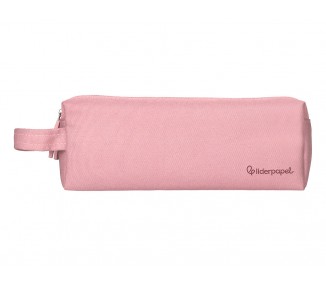 Estuche portatodo liderpapel classic rectangular con asa 2 cremalleras 210 x80mm rosa