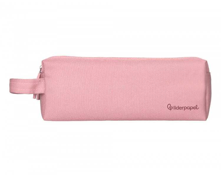 Estuche portatodo liderpapel classic rectangular con asa 2 cremalleras 210 x80mm rosa