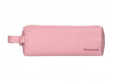 Estuche portatodo liderpapel classic rectangular con asa 2 cremalleras 210 x80mm rosa