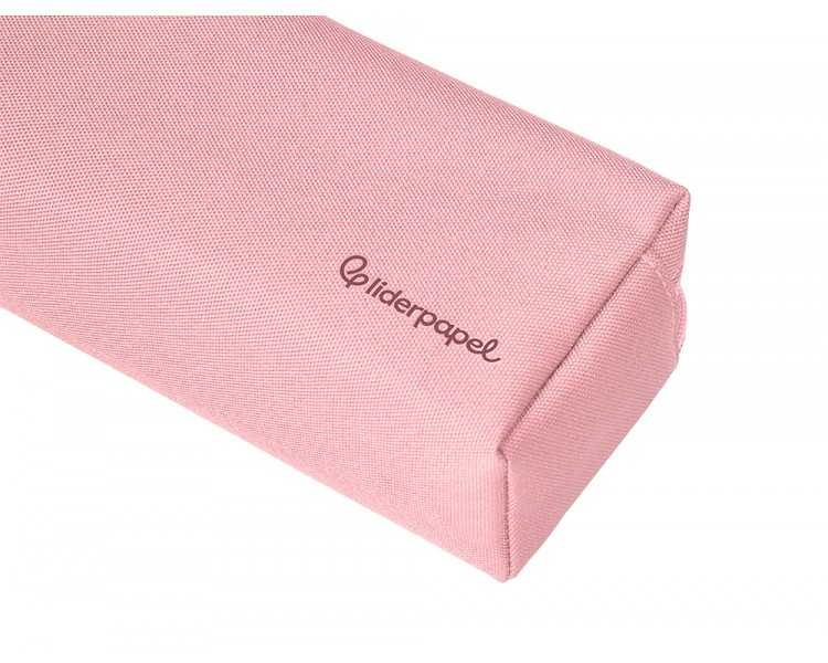 Estuche portatodo liderpapel classic rectangular con asa 2 cremalleras 210 x80mm rosa
