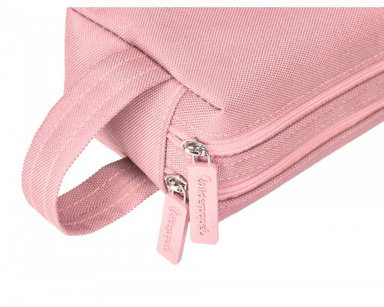 Estuche portatodo liderpapel classic rectangular con asa 2 cremalleras 210 x80mm rosa