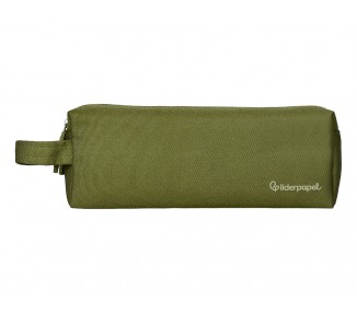 Estuche portatodo liderpapel classic rectangular con asa 2 cremalleras 210 x80mm verde militar