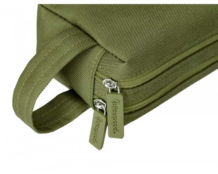 Estuche portatodo liderpapel classic rectangular con asa 2 cremalleras 210 x80mm verde militar