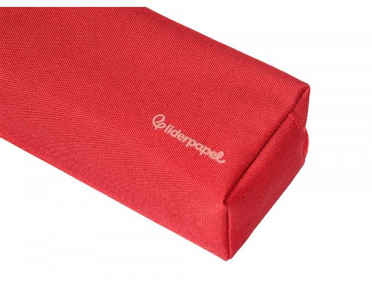 Estuche portatodo liderpapel classic rectangular con asa 2 cremalleras 210 x80mm rojo