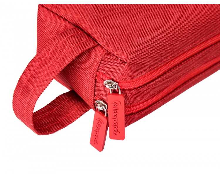 Estuche portatodo liderpapel classic rectangular con asa 2 cremalleras 210 x80mm rojo