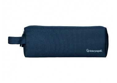 Estuche portatodo liderpapel classic rectangular con asa 2 cremalleras 210 x80mm azul marino