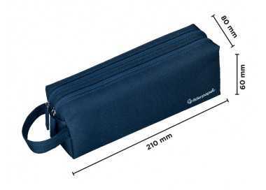 Estuche portatodo liderpapel classic rectangular con asa 2 cremalleras 210 x80mm azul marino