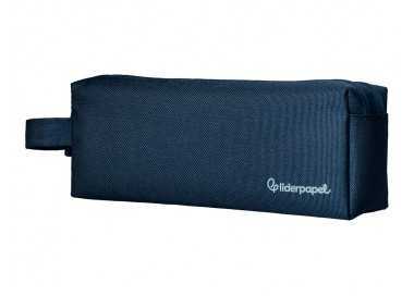 Estuche portatodo liderpapel classic rectangular con asa 2 cremalleras 210 x80mm azul marino
