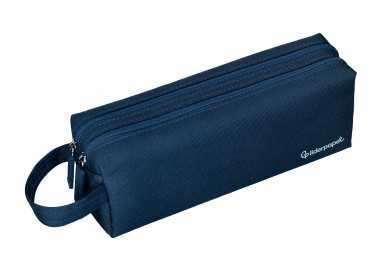 Estuche portatodo liderpapel classic rectangular con asa 2 cremalleras 210 x80mm azul marino