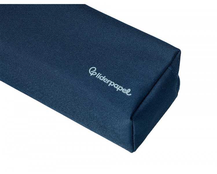 Estuche portatodo liderpapel classic rectangular con asa 2 cremalleras 210 x80mm azul marino