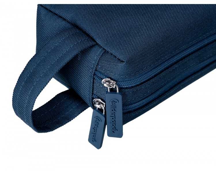 Estuche portatodo liderpapel classic rectangular con asa 2 cremalleras 210 x80mm azul marino