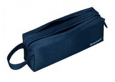 Estuche portatodo liderpapel classic rectangular con asa 2 cremalleras 210 x80mm azul marino