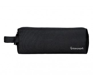 Estuche portatodo liderpapel classic rectangular con asa 2 cremalleras 210 x80mm negro