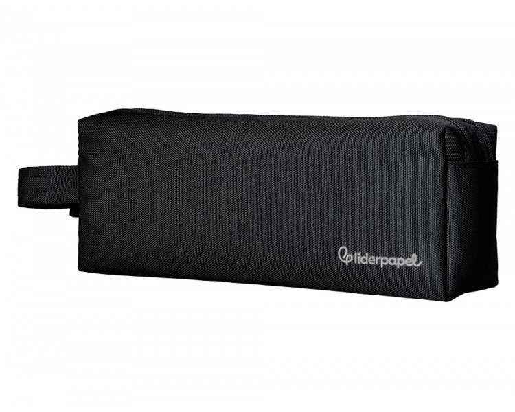 Estuche portatodo liderpapel classic rectangular con asa 2 cremalleras 210 x80mm negro