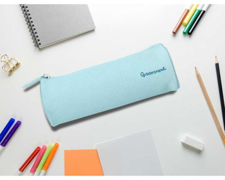 Estuche portatodo liderpapel classic cilindrico ancho 210x70mm azul celeste
