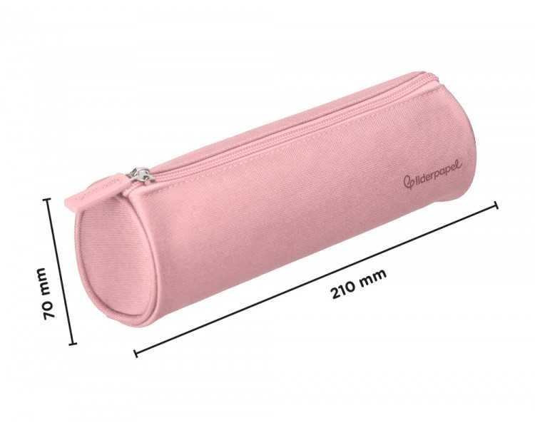 Estuche portatodo liderpapel classic cilindrico ancho 210x70mm rosa