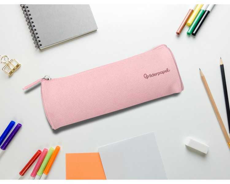 Estuche portatodo liderpapel classic cilindrico ancho 210x70mm rosa