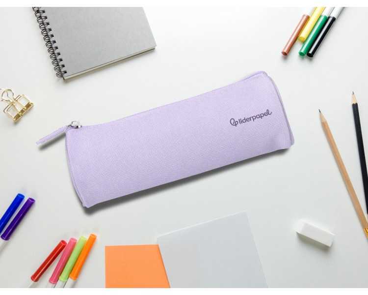Estuche portatodo liderpapel classic cilindrico ancho 210x70mm lila