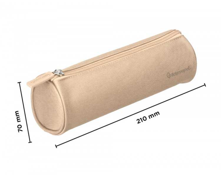 Estuche portatodo liderpapel classic cilindrico ancho 210x70mm crema