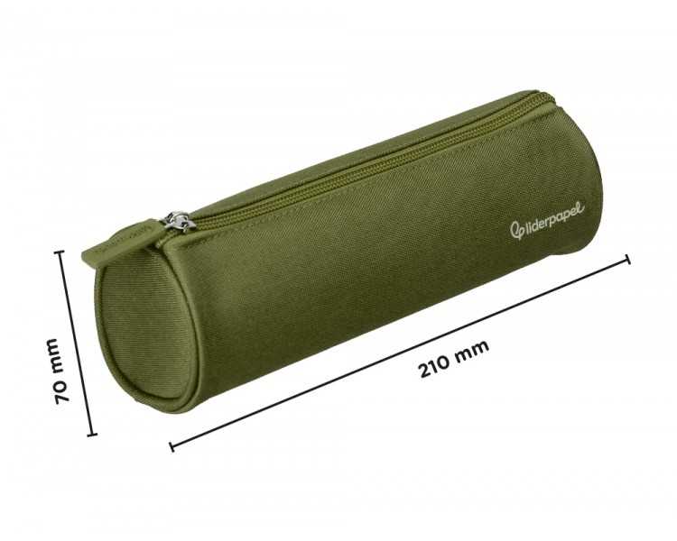 Estuche portatodo liderpapel classic cilindrico ancho 210x70mm verde militar