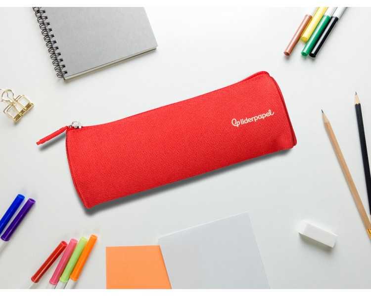Estuche portatodo liderpapel classic cilindrico ancho 210x70mm rojo