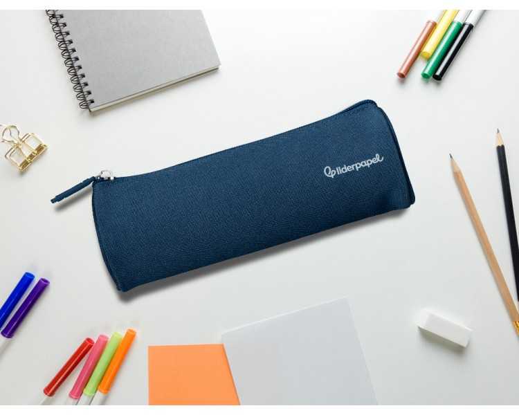 Estuche portatodo liderpapel classic cilindrico ancho 210x70mm azul marino